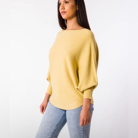 Kerisma Sweaters - NWT Kerisma buttery soft sweater in Lemonade boat neck, 3/4th sleeve sz M / L
